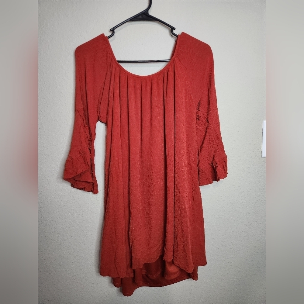 Boho Hippie Copper Flowy Mini Dress Size Small